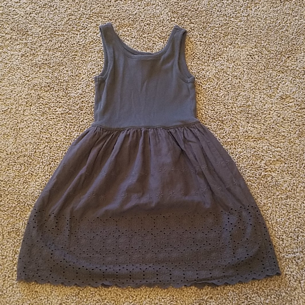 Grey eyelet trim dress